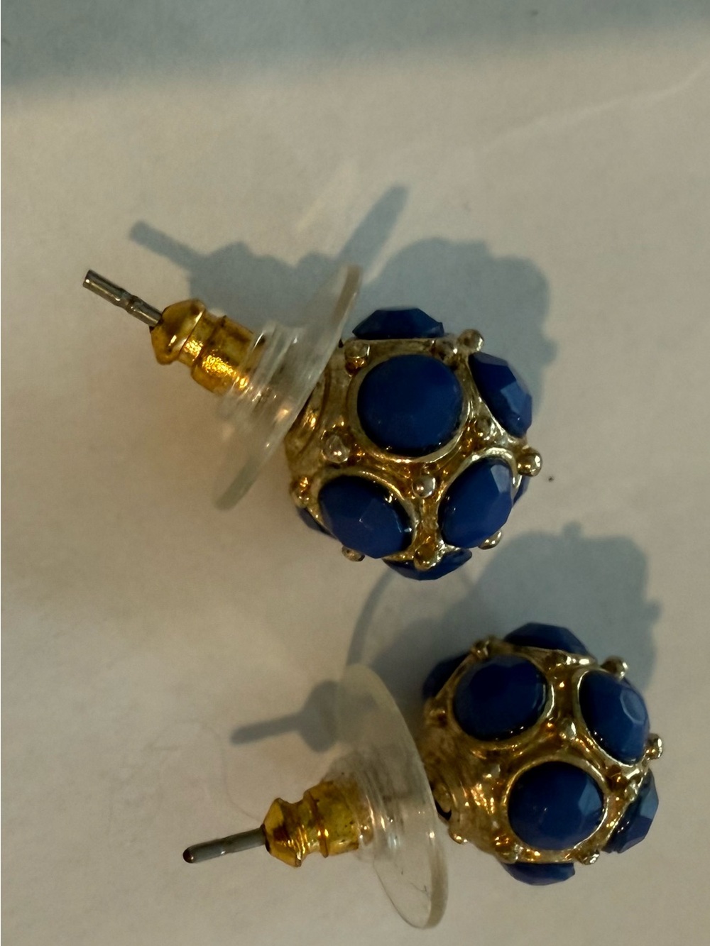 Banana republic  Gold-Tone Earrings with Royal Blue honeycomb design